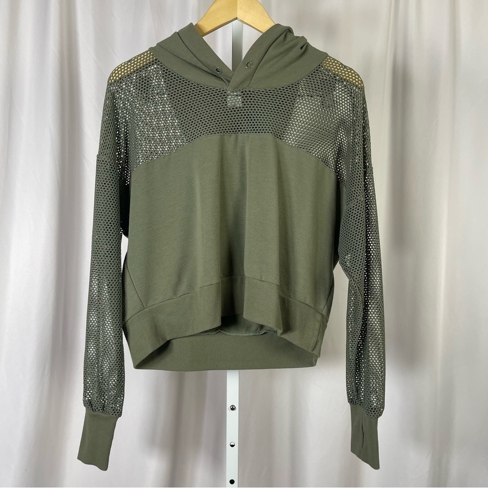 Cali Sport XL Mesh Workout Running Crop Hoodie Sweatshirt Hooded Gym Active